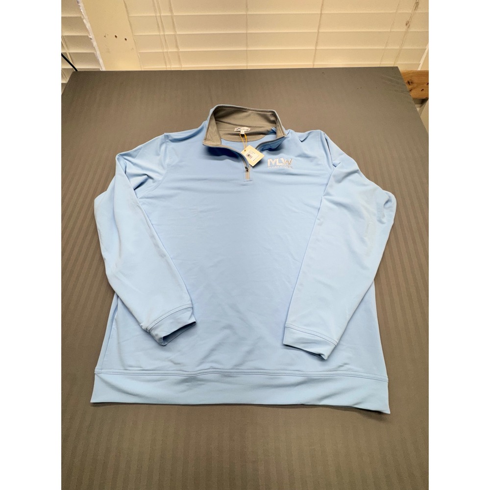Peter Millar Crown Sport Mens XL Blue Quarter Zip Pullover MLW Logo ME0EK40